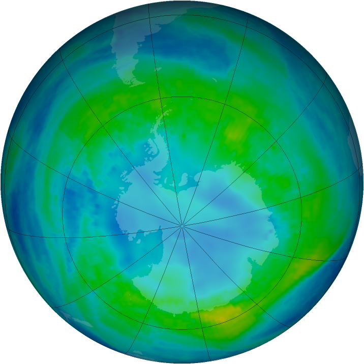 Antarctic ozone map for 27 April 2004